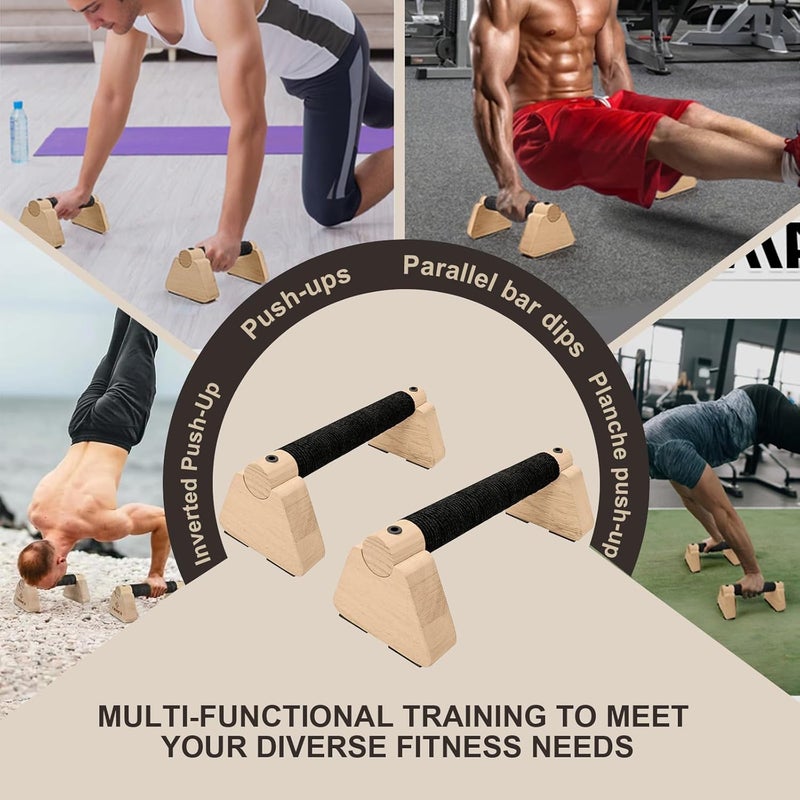Docaharbour 2 PCS Wooden Parallettes Bars, Wood Push Up Bars Calisthenics Equipment with Non-Slip Base, Pushup Handles Fitness Blocks for Men and Women Strength Training - Image 5